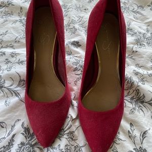 Jessica Simpson burgundy red heels.